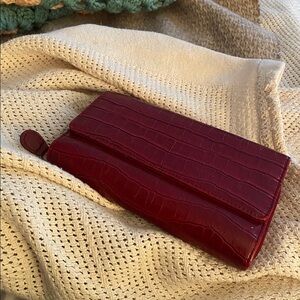 Red Croc-Embossed Wallet